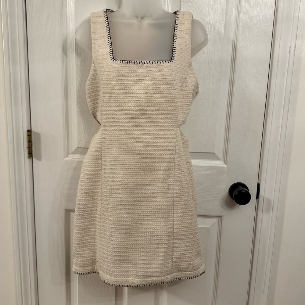 7 For All Mankind Cream Textured Mini Dress